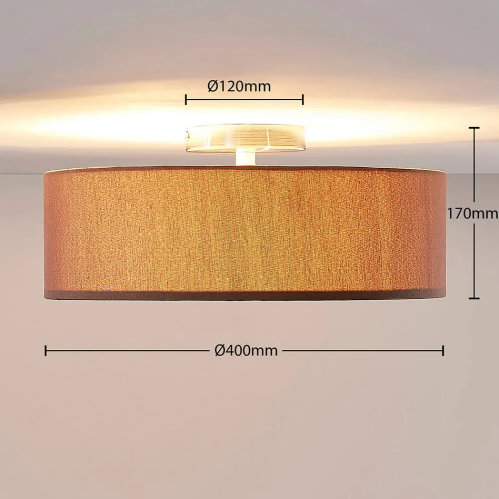 Lindby Gang|Loftlamper > loftslampe Sebatin, Ø 40 cm, lysebrun, stof, E27
