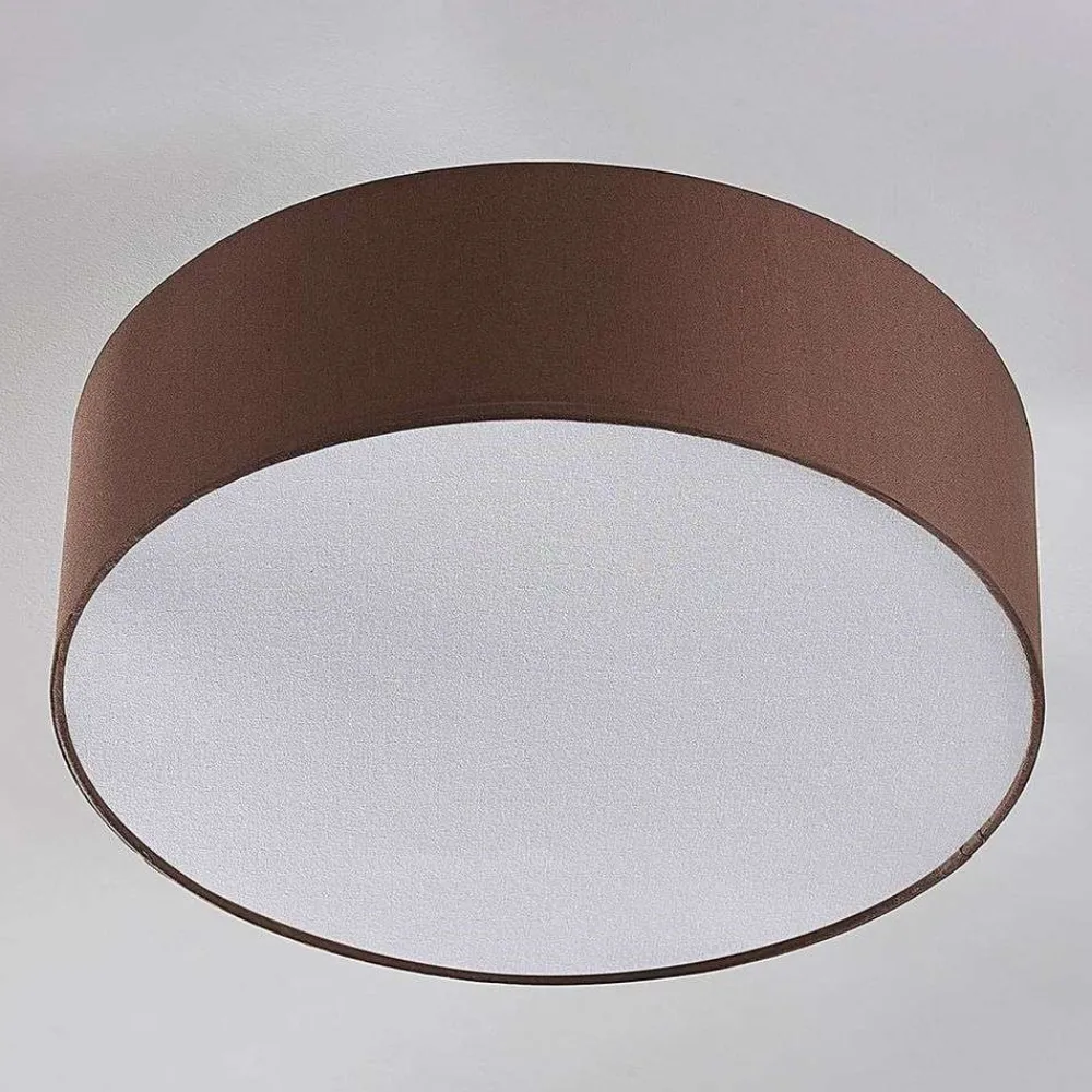 Lindby Gang|Loftlamper > loftslampe Sebatin, Ø 40 cm, lysebrun, stof, E27