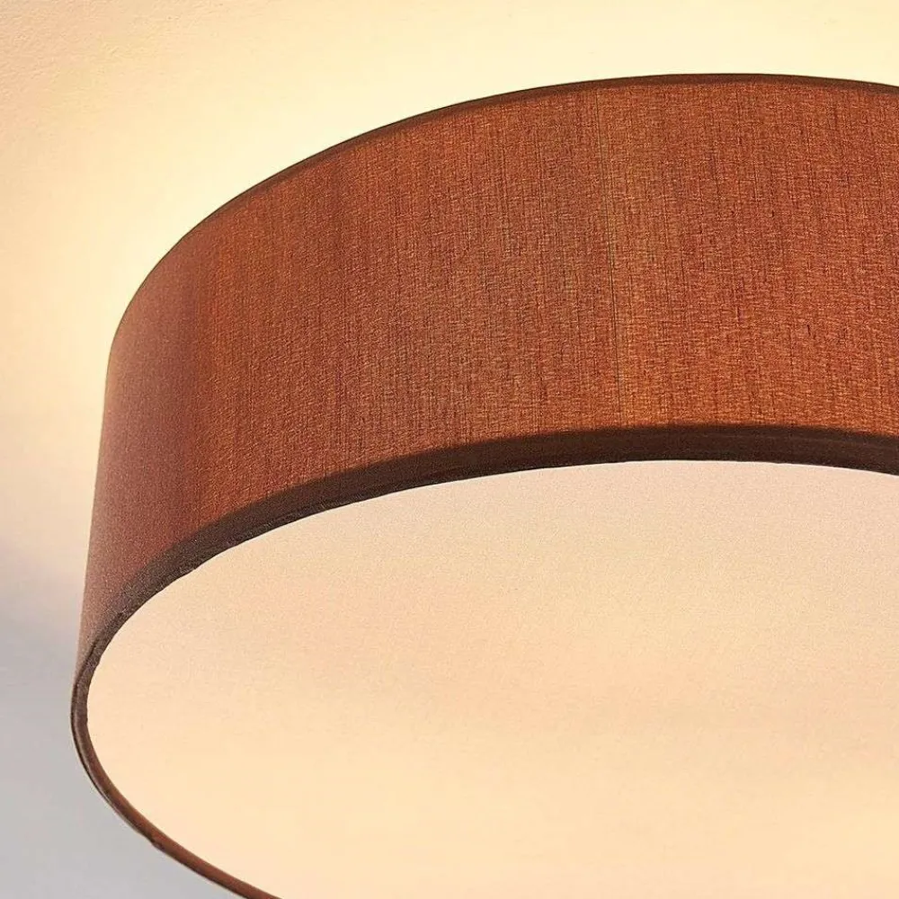 Lindby Gang|Loftlamper > loftslampe Sebatin, Ø 40 cm, lysebrun, stof, E27