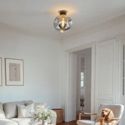Lindby Loftlamper|Loftlamper > loftslampe Valentina, E27, røggrå, glas, Ø 25 cm