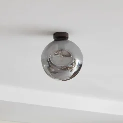 Lindby Loftlamper|Loftlamper > loftslampe Valentina, E27, røggrå, glas, Ø 25 cm