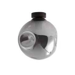 Lindby Loftlamper|Loftlamper > loftslampe Valentina, E27, røggrå, glas, Ø 25 cm