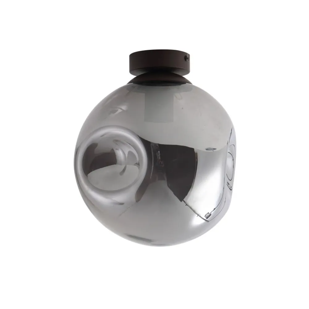 Lindby Loftlamper|Loftlamper > loftslampe Valentina, E27, røggrå, glas, Ø 25 cm