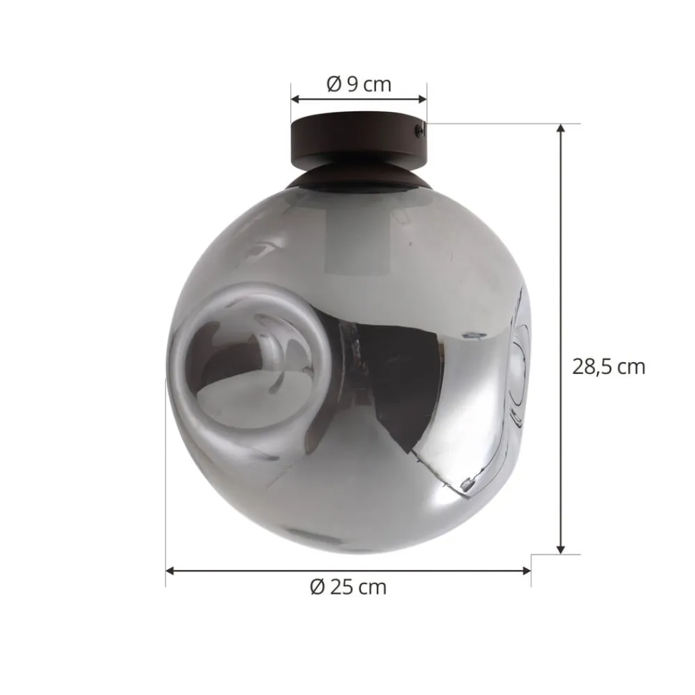 Lindby Loftlamper|Loftlamper > loftslampe Valentina, E27, røggrå, glas, Ø 25 cm
