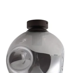 Lindby Loftlamper|Loftlamper > loftslampe Valentina, E27, røggrå, glas, Ø 25 cm