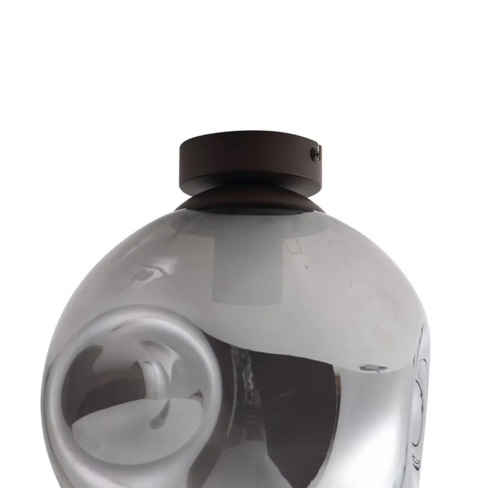 Lindby Loftlamper|Loftlamper > loftslampe Valentina, E27, røggrå, glas, Ø 25 cm