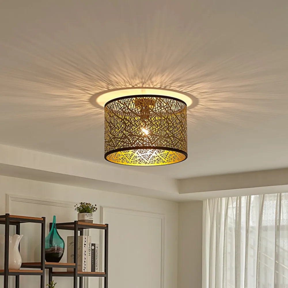 Lindby Loftlamper|Pendellamper > loftslampe Yonah, guldfarvet, metal, Ø 40 cm, E27