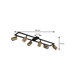 Lindby Gang|Loftlamper > loftspot Bravius, messing, 6 lyskilder, jern
