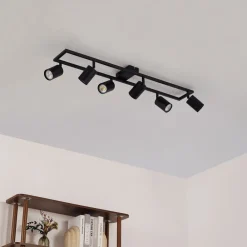 Loftlamper|Spotlights ^ Lindby loftspot Bravius, sort, 6 lyskilder, jern