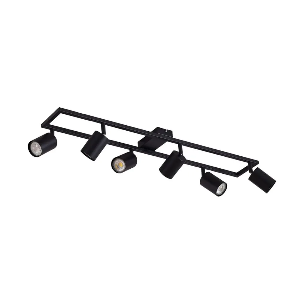 Loftlamper|Spotlights ^ Lindby loftspot Bravius, sort, 6 lyskilder, jern