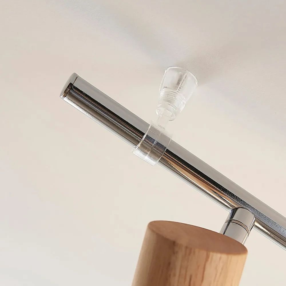 Lindby Loftlamper|Loftlamper > loftspot Christoph, 130 cm, 4 lyskilder, træ, glas