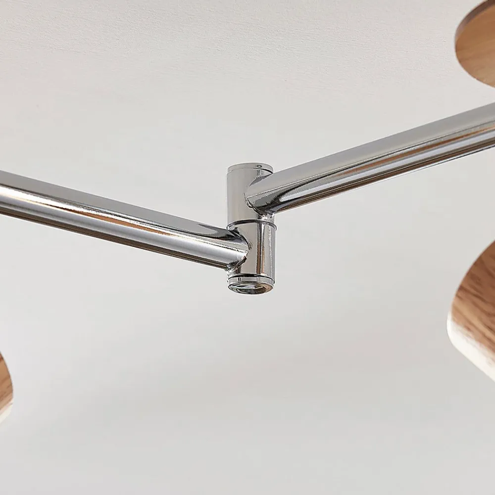 Lindby Loftlamper|Loftlamper > loftspot Christoph, 130 cm, 4 lyskilder, træ, glas