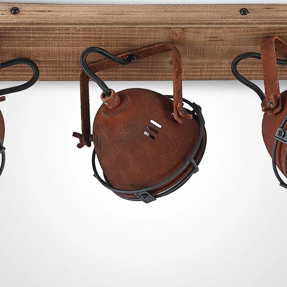 Lindby Loftlamper|Loftlamper > loftspot Farovi, rust, 45 cm, 3 lyskilder, træ, GU10
