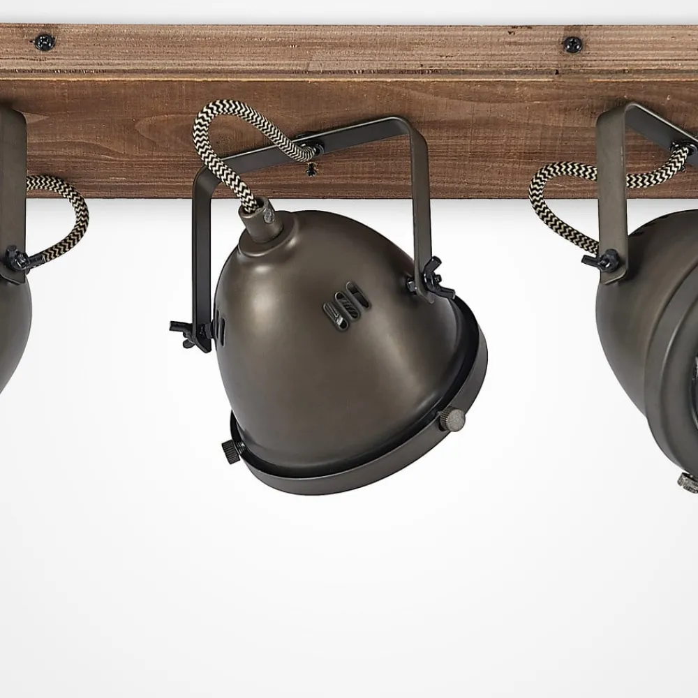 Lindby Gang|Loftlamper > loftspot Farovi, sort, 44 cm, 3 lyskilder, træ, GU10