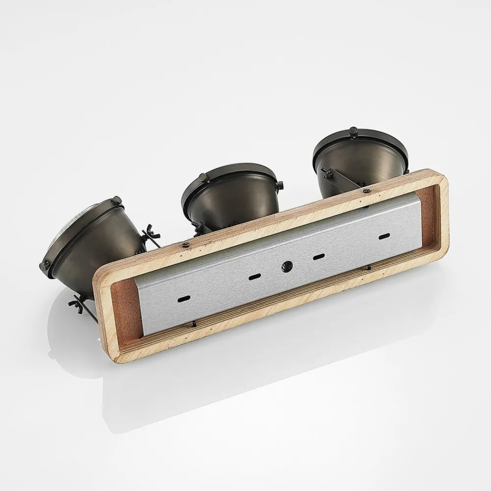 Lindby Gang|Loftlamper > loftspot Farovi, sort, 44 cm, 3 lyskilder, træ, GU10