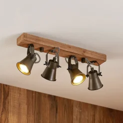 Lindby Loftlamper > loftspot Grandesa, 35 cm, 4 lyskilder, træ, metal