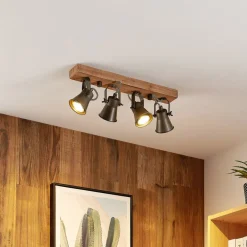 Lindby Loftlamper > loftspot Grandesa, 35 cm, 4 lyskilder, træ, metal