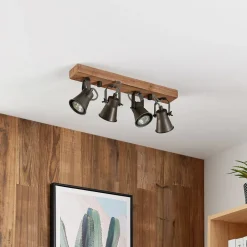 Lindby Loftlamper > loftspot Grandesa, 35 cm, 4 lyskilder, træ, metal