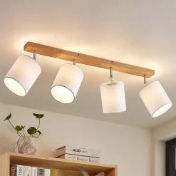 Lindby Gang|Loftlamper > loftspot Imarin, 81 cm, hvid, 4 lyskilder, træ
