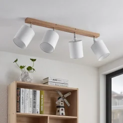 Lindby Gang|Loftlamper > loftspot Imarin, 81 cm, hvid, 4 lyskilder, træ