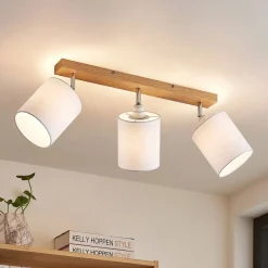 Lindby Gang|Loftlamper > loftspot Imarin, 56 cm, 3 lyskilder, hvid, træ