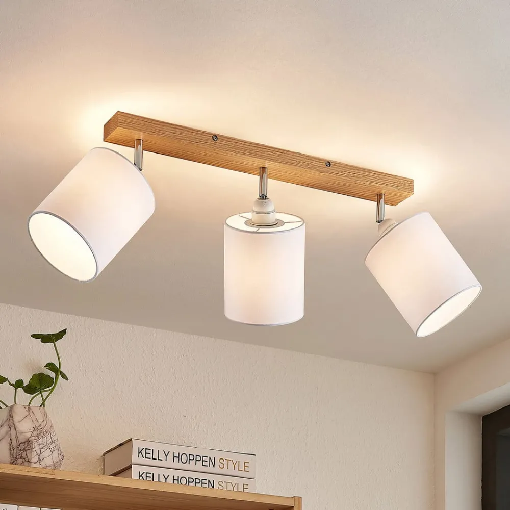 Lindby Gang|Loftlamper > loftspot Imarin, 56 cm, 3 lyskilder, hvid, træ