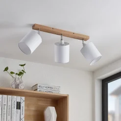 Lindby Gang|Loftlamper > loftspot Imarin, 56 cm, 3 lyskilder, hvid, træ