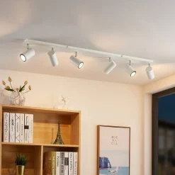Gang|Loftlamper ^ Lindby loftspot Joffrey, 116 cm, hvid, 6 lyskilder, GU10