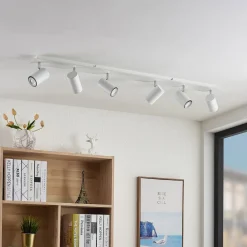 Gang|Loftlamper ^ Lindby loftspot Joffrey, 116 cm, hvid, 6 lyskilder, GU10