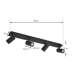 Lindby Loftlamper|Loftlamper > loftspot Joffrey, 80 cm, sort, 4 lyskilder, GU10