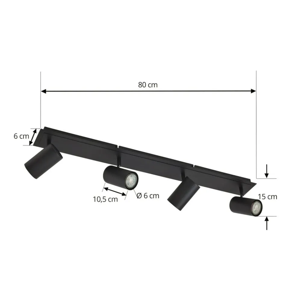 Lindby Loftlamper|Loftlamper > loftspot Joffrey, 80 cm, sort, 4 lyskilder, GU10