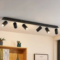 Lindby Gang|Loftlamper > loftspot Joffrey, 116 cm, sort, 6 lyskilder, GU10