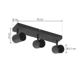 Lindby Arbejdsrum/Kontor|Gang > loftspot Jorell, 35 cm, sort, 3 lyskilder, metal