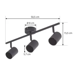 Lindby Arbejdsrum/Kontor|Gang > loftspot Jorell, sort, 51 cm, 3 lyskilder, GU10