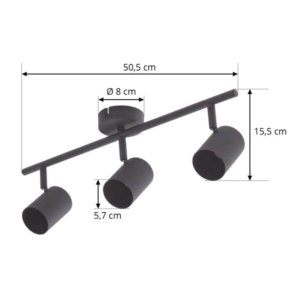 Lindby Arbejdsrum/Kontor|Gang > loftspot Jorell, sort, 51 cm, 3 lyskilder, GU10