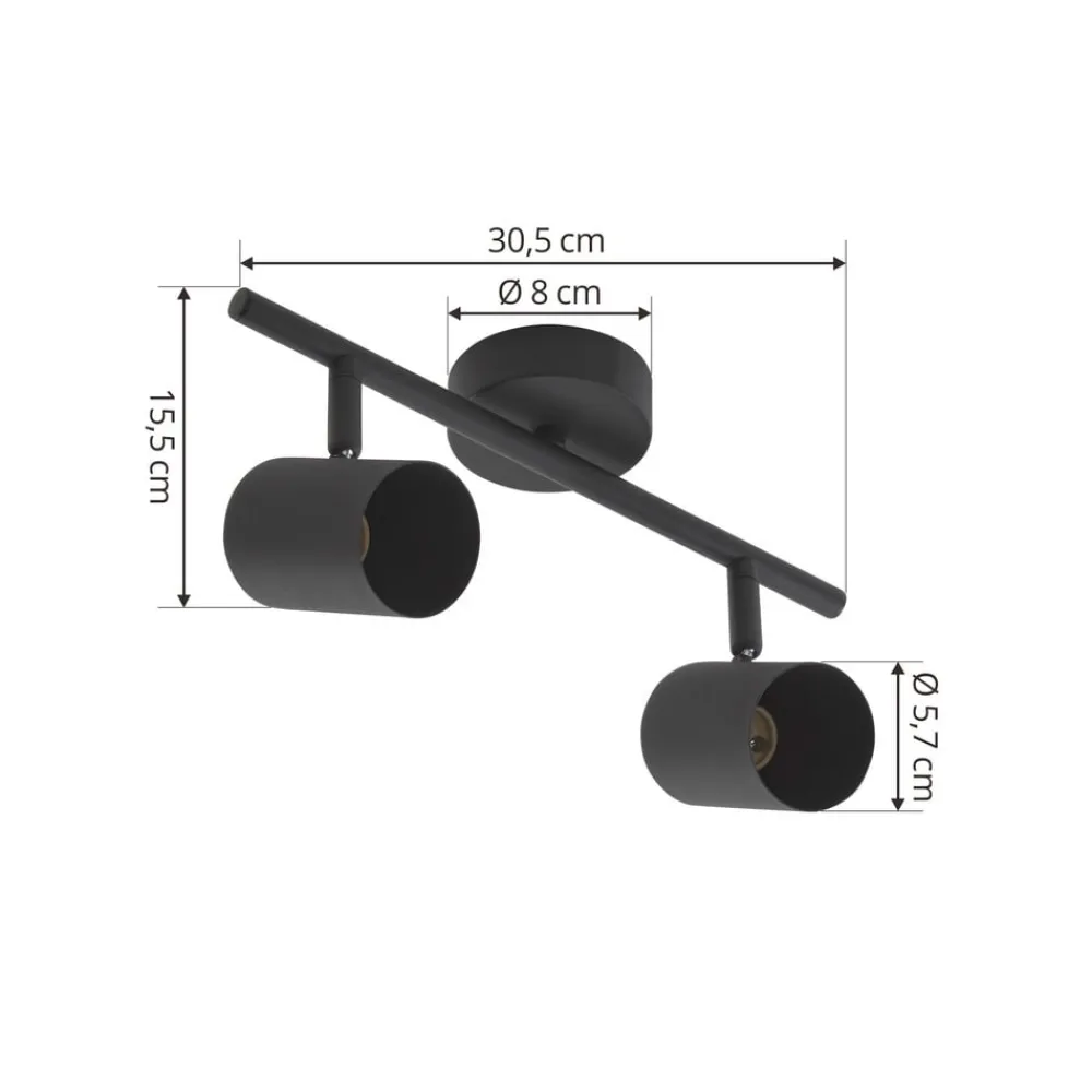 Arbejdsrum/Kontor|Gang ^ Lindby loftspot Jorell, sort, 31 cm, 2 lyskilder, GU10