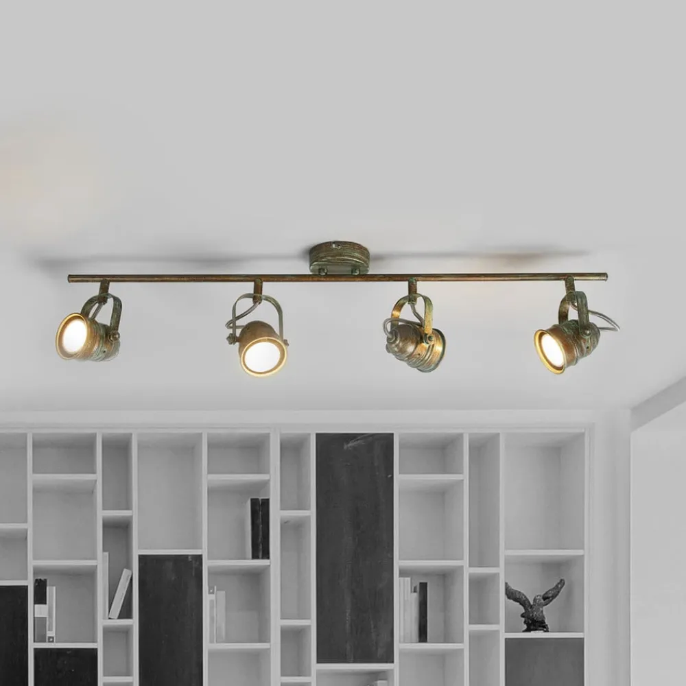 Lindby Loftlamper|Loftlamper > loftspot Leonor, 4 lyskilder, grøn, metal, 78 cm