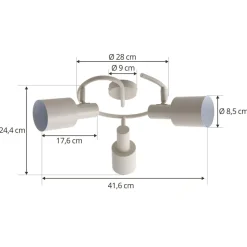 Lindby Arbejdsrum/Kontor|Loftlamper > loftspot Ovelia, beige, 3 lyskilder, metal, E27