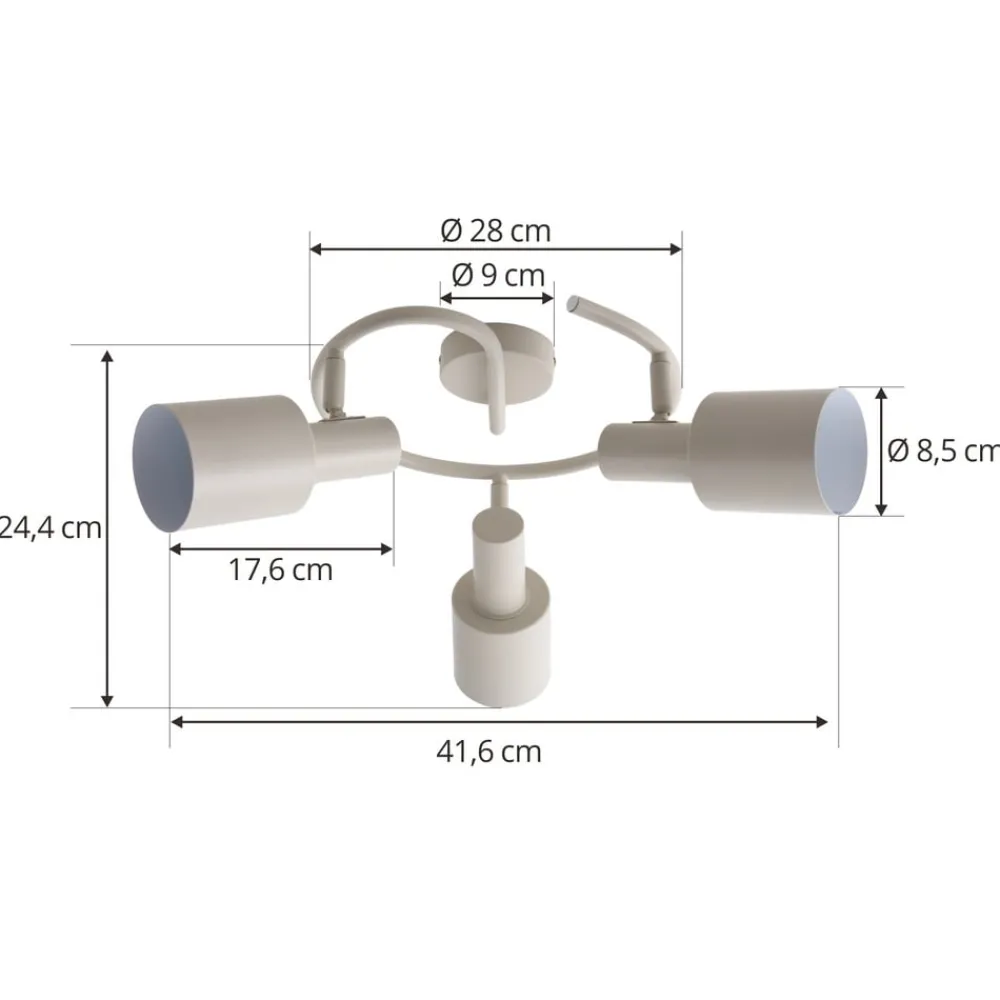 Lindby Arbejdsrum/Kontor|Loftlamper > loftspot Ovelia, beige, 3 lyskilder, metal, E27