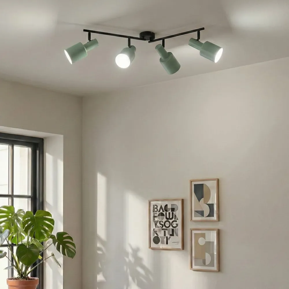 Arbejdsrum/Kontor|Gang ^ Lindby loftspot Ovelia, grøn, 80 cm, 4 lyskilder, E27