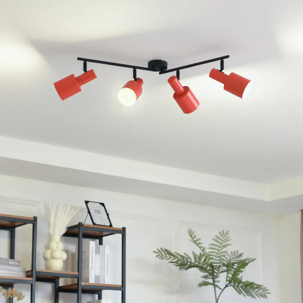 Arbejdsrum/Kontor|Loftlamper ^ Lindby loftspot Ovelia, orange/sort, 4 lyskilder, E27