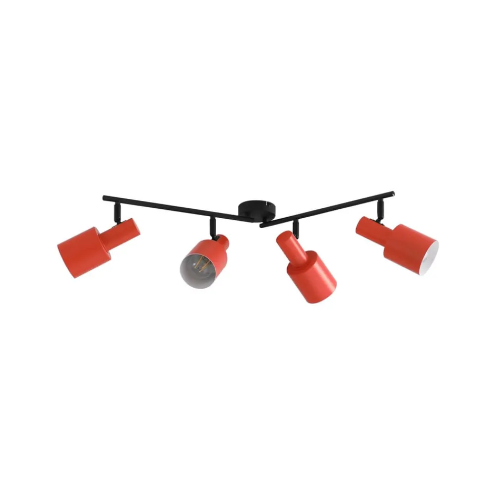 Arbejdsrum/Kontor|Loftlamper ^ Lindby loftspot Ovelia, orange/sort, 4 lyskilder, E27