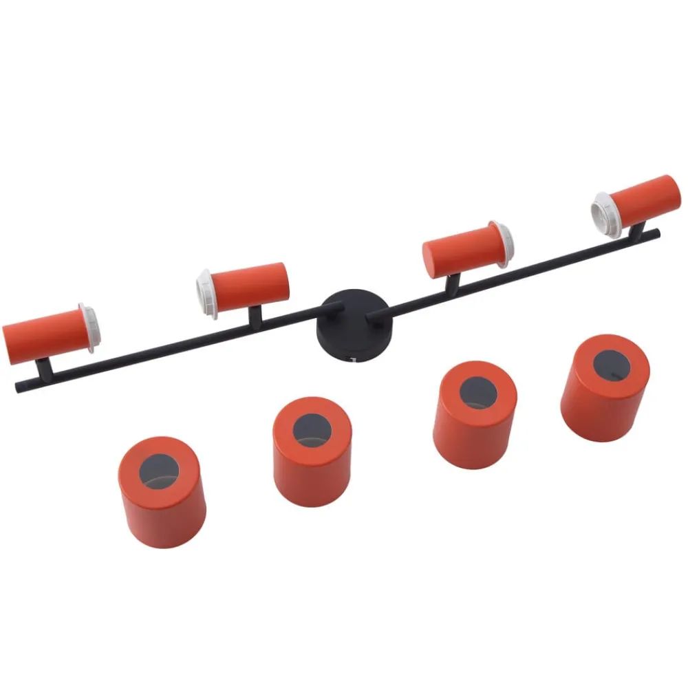 Arbejdsrum/Kontor|Loftlamper ^ Lindby loftspot Ovelia, orange/sort, 4 lyskilder, E27