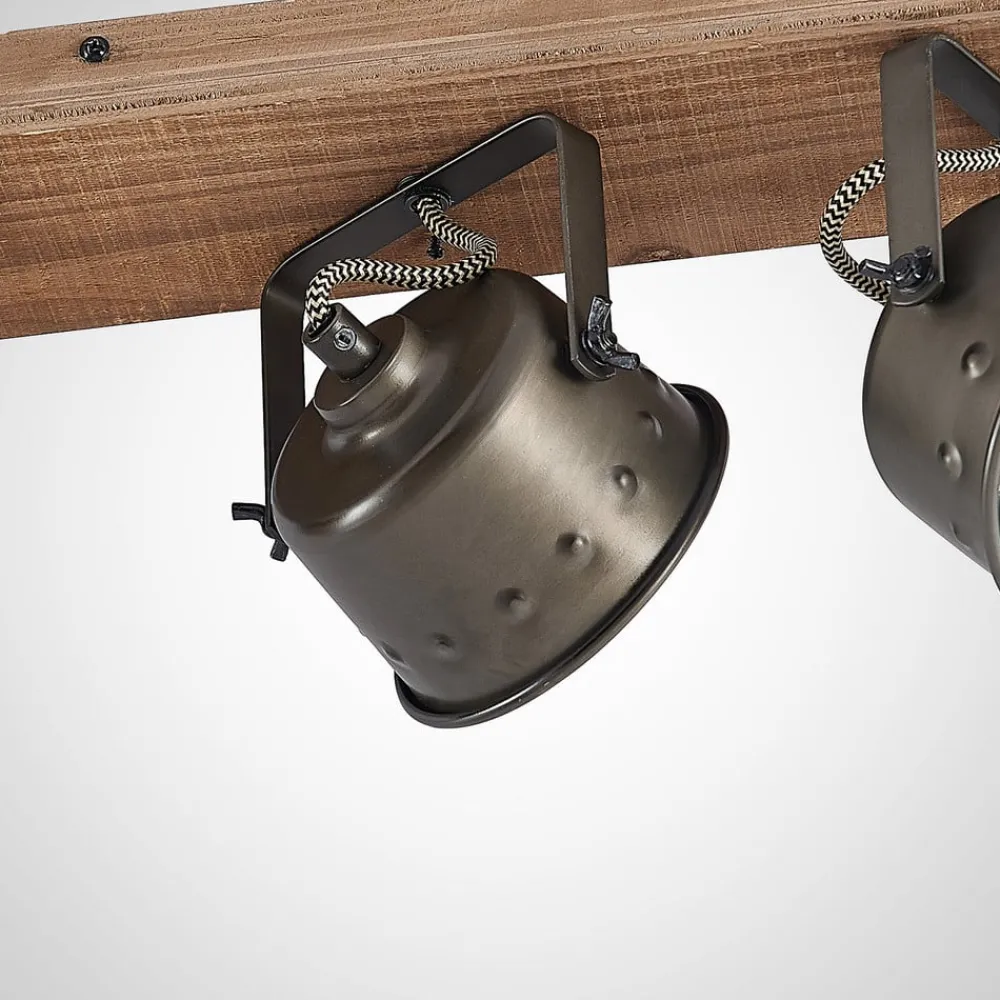 Gang|Loftlamper ^ Lindby loftspot Rubinjo, 62 cm, 4 lyskilder, træ, GU10