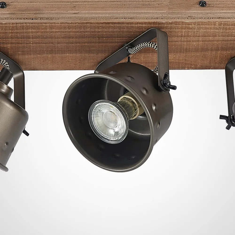Gang|Loftlamper ^ Lindby loftspot Rubinjo, 62 cm, 4 lyskilder, træ, GU10