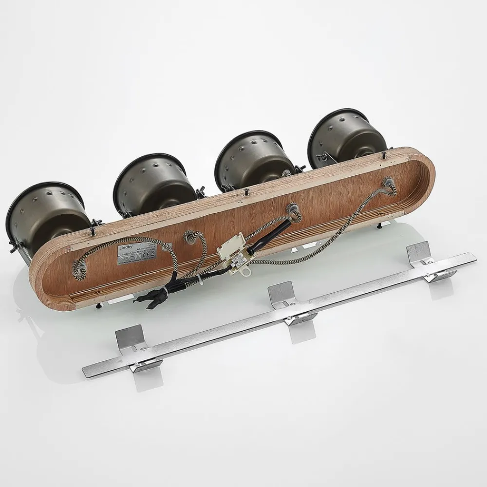 Gang|Loftlamper ^ Lindby loftspot Rubinjo, 62 cm, 4 lyskilder, træ, GU10