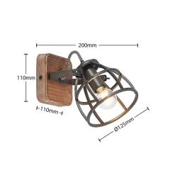 Lindby Væglamper|Væglamper > loftspot Rutger, 16 cm, 2 lyskilder, træ, bur, E14