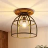 Lindby Loftlamper|Loftlamper > loftspot Rutger, Ø 34 cm, træ, bur, E27