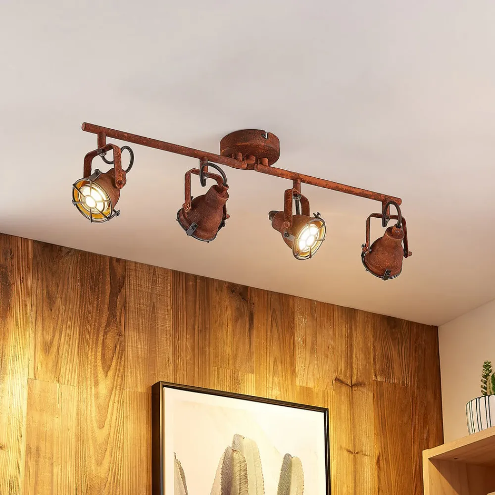 Lindby Loftlamper|Loftlamper > loftspot Scabra, 63 cm, rustbrun, 4 lyskilder, metal