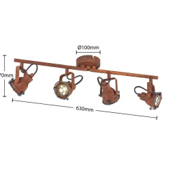 Lindby Loftlamper|Loftlamper > loftspot Scabra, 63 cm, rustbrun, 4 lyskilder, metal